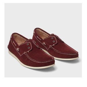 John Varvatos Star USA Men's Star S Boat Shoe Laceless Slip On Suede Bordeaux